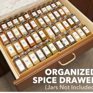 SpaceAid Bamboo Spice Drawer Organizer